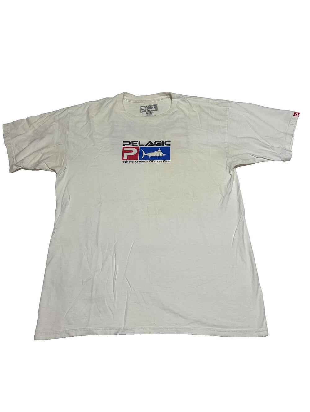 Pelagic High Performance Offshore Fishing Gear Shirt Large Men White Fish